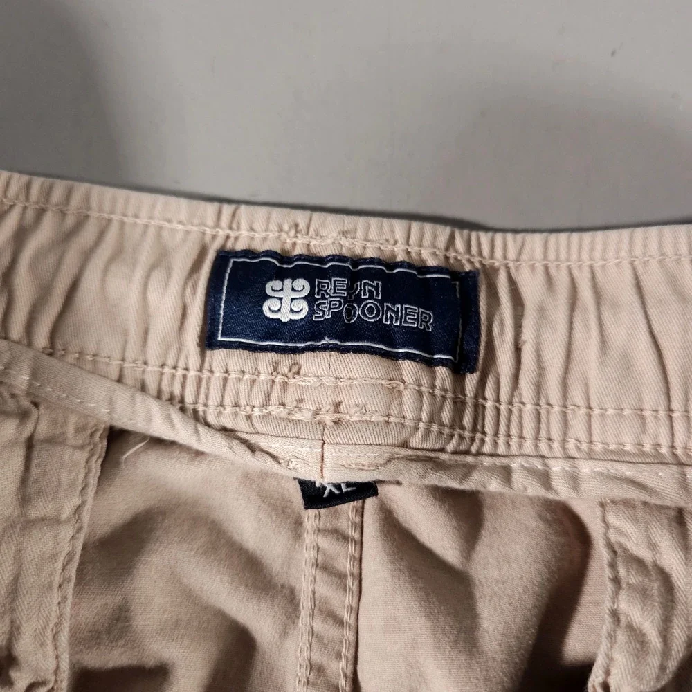 Reyn Spooner Shorts Mens XL Tan Khaki Elastic Waist Drawstring Cotton Blend